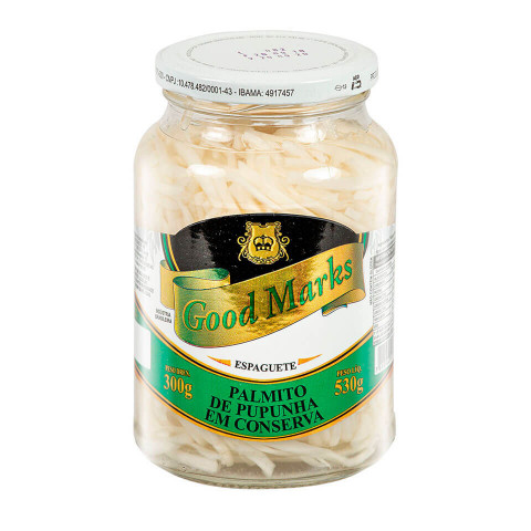 Palmito Pupunha Espaguete 300 g Vidro Good Marks