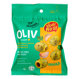 Azeitona Verde Sem Caroço Temperada Provençal 50 g Sachê Oliv Snack Vale Fértil